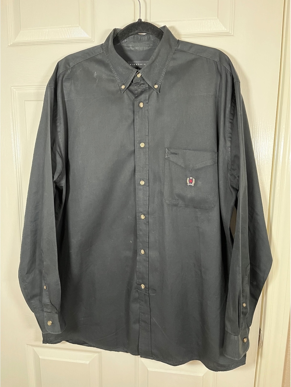 Designed Black Long Sleeve Button Front Shirt Size L